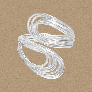 Bague en Argent Sterling S925 Ligne d'Enroulement Multicouche pour Femmes Bague Ouverte Réglable Minimaliste Accessoire Bijoux de Mode