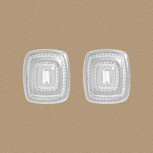 925 Sterling Silver Geometric Square Stud Earrings For Women Niche Design Zirconia Inlay Sophisticated Silver Jewelry