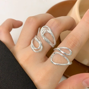 Ensemble de bagues ouvertes multicouches en argent sterling S925 pour femmes