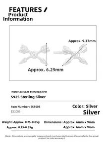 Detailed specs of S925 sterling silver cupid arrow stud earrings with cubic zirconia
