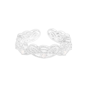 Lace crown open ring in S925 sterling silver with sparkling zircon pavé setting