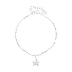 Elegante bracciale con ciondolo a stella in argento sterling S925 e catena a sfere