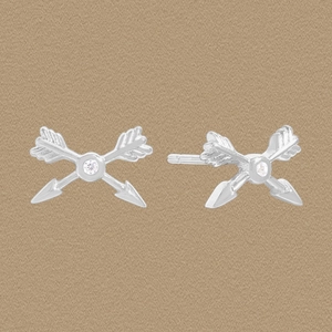 S925 Sterling Silver Cupid's Arrow Heart Stud Earrings For Women Shiny Rhinestone Inlaid Crossed Arrows Ear Jewelry Gift
