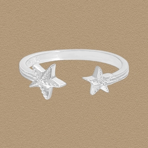 S925 Sterling Silver Star Starfish Open Ring For Women Adjustable Sparkling Rhinestone Minimalist Ins Style Fine Jewelry Gift