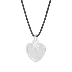 Adjustable S925 sterling silver heart pendant necklace with black cord strap for women