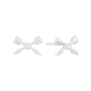 S925 sterling silver Cupid's arrow stud earrings with sparkling cubic zirconia inlay