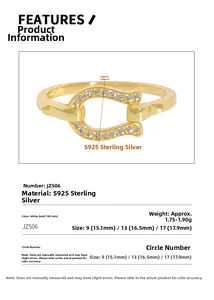 Detailansicht eines Hufeisenrings aus S925 Sterlingsilber mit Zirkonia-Mikroverzierung