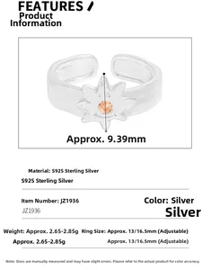 Macro detail of S925 sterling silver sun ring showing dimensions and orange zircon stone