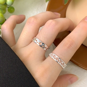 Elegant S925 sterling silver rings set with minimalist hollow heart designs for women