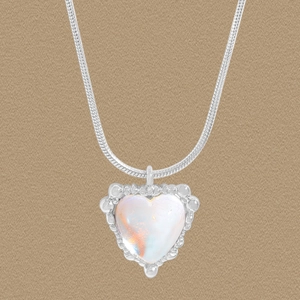 S925 Sterling Silver Heart Pendant Necklace For Women Iridescent Rhinestone Moonstone Style Snake Bone Chain Jewelry Gift