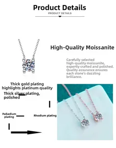 Vue détaillée du collier en argent S925 avec moissanite et placage au rhodium