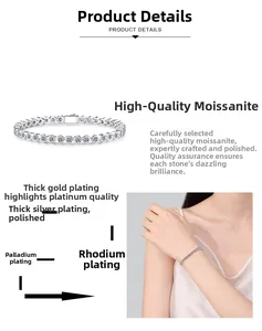 Detailed view of Moissanite bracelet showing multi-layer plating and fine setting
