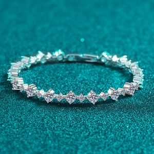 925 Sterling Silver Moissanite Tennis Bracelet For Women Minimalist Luxury Round Cut Sparkling Jewelry Elegant Gift