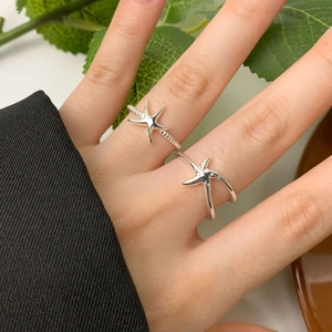 Ensemble de bagues étoile de mer minimalistes en argent sterling S925 pour femmes