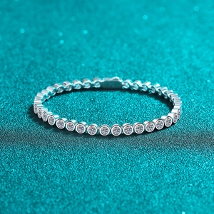 S925 Sterling Silver Moissanite Tennis Bracelet For Women Sparkling Round Cut Bubble Bezel Setting Luxury Fine Jewelry