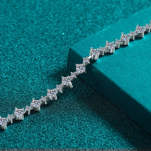 S925 sterling silver moissanite tennis bracelet with alternating round cut stones