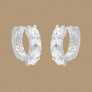 S925 Sterling Silver Zirconia Huggie Hoop Earrings For Women Minimalist Geometric Hollow Small Silver Earrings Jewelry