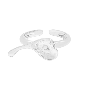 Irregular liquid heart open ring in S925 sterling silver with a polished finish