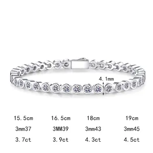 S925 sterling silver bubble bezel tennis bracelet with 4.1mm moissanite stones