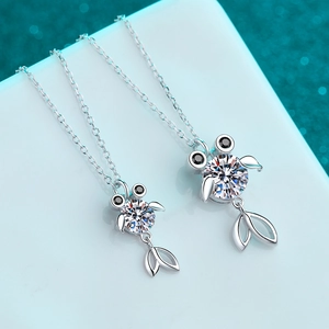 Collier Pendentif Poisson en Argent Sterling S925 pour Femme Élégant Koi Bonne Chance Zirconia Bijoux Forme Animale Cadeau