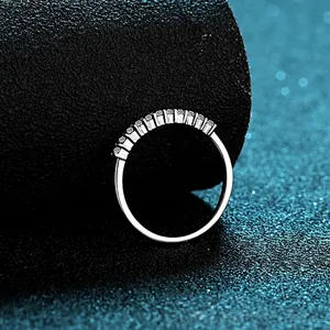 Classic S925 sterling silver eternity ring set with eleven round moissanite diamonds