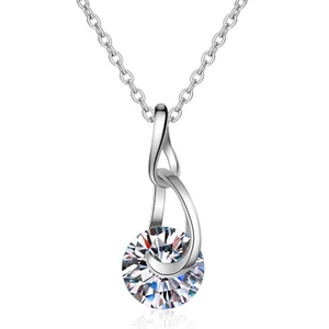 S925 sterling silver necklace with a 2 carat teardrop moissanite pendant on white background