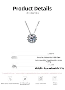 Détail macro du collier en moissanite argent S925 avec placage 5 couches et sertissage