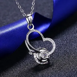 Elegant S925 sterling silver necklace with heart-shaped 2-carat moissanite pendant