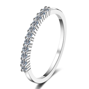 Elegant S925 sterling silver band with 11 round sparkling moissanite stones