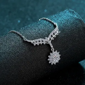 Elegant S925 sterling silver necklace with angel wing pendant and moissanite stone