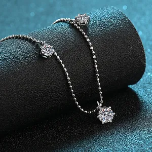 Collier en Argent Sterling 925 Moissanite Zirconia Pour Femmes Pendentif Ciel Étoilé Multi-Pierres Sertissage Six Griffes Bijoux Luxe