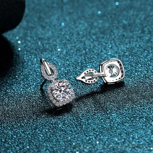925 sterling silver stud earrings with 1.6 carat moissanite diamonds in square design