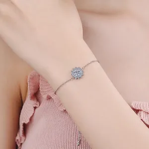 Elegant S925 sterling silver moissanite sunflower bracelet on female wrist