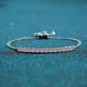 Elegant S925 sterling silver bracelet with 1.3ct round brilliant cut moissanite stones