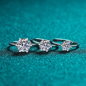 Classic S925 Sterling Silver Moissanite Ring Six Claw Heart Crown Engagement Wedding Ring For Women Fine Jewelry