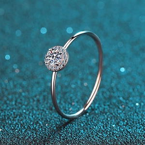 S925 Sterling Silver Moissanite Round Halo Ring For Women Fashion Versatile Wedding Engagement Finger Ring Jewelry Gift