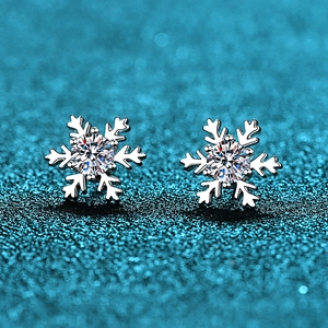 Orecchini a Bottone a Fiocco di Neve in Argento Sterling 925 da Donna Con Moissanite Zirconia D Colore VVS1 Gioielli