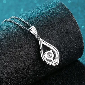 S925 sterling silver water drop necklace featuring a 50-point moissanite stone pendant