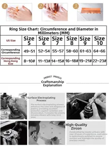 Size chart for 925 sterling silver rings including US sizes and measuring instructions