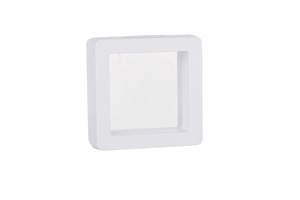 White 3D floating display box for jewelry with transparent PE film and square frame