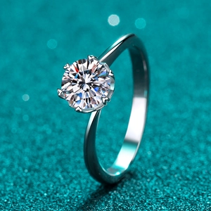 Bague en Argent Sterling 925 avec Moissanite et Zirconia Classique Serti à Six Griffes Flocon de Neige Femme Bijoux