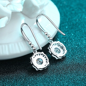 Elegant S925 sterling silver four-prong moissanite earrings in 18K white gold finish