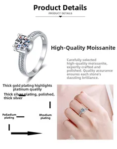 Détail d'une bague en argent S925 avec une grosse moissanite portée sur la main de modèle