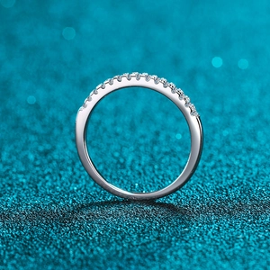 Elegant S925 sterling silver half eternity ring with brilliant moissanite stone setting