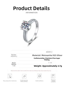 Spécifications de la bague en Moissanite 1ct en argent 925 avec conseils d'entretien