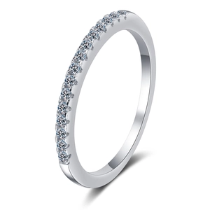Classic silver S925 sterling silver half eternity ring with shimmering moissanite stones