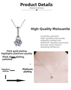 Vue détaillée en coupe du pendentif en moissanite à six griffes avec placage multicouche
