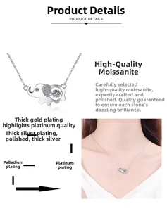 Detail of elephant pendant showing moissanite setting and multi-layer plating process