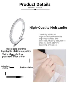Λεπτομέρεια δαχτυλιδιού eternity moissanite με πολυστρωματική επίστρωση ροδίου και αργύρου