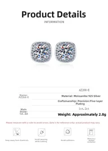 Detailliertes Datenblatt für S925 Sterlingsilber Moissanit Halo-Ohrstecker